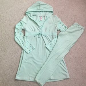 Justice Mint Velour Heart Hood Tunic w/ Leggings